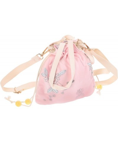 1pc handbag white hand bag white tote purse canvas drawstring bags Embroidered Chinese Retro Crossbody Pink $9.23 Totes