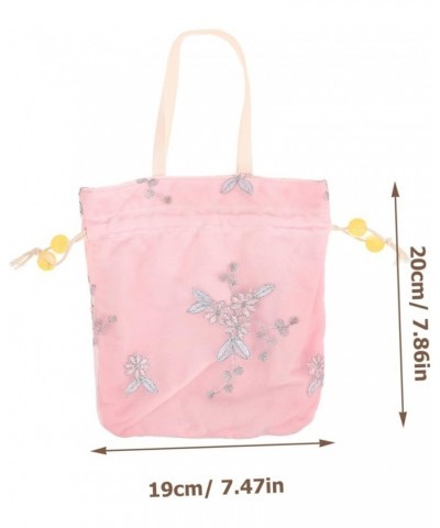 1pc handbag white hand bag white tote purse canvas drawstring bags Embroidered Chinese Retro Crossbody Pink $9.23 Totes