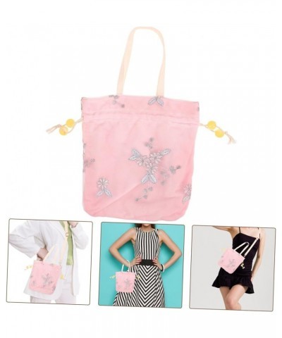 1pc handbag white hand bag white tote purse canvas drawstring bags Embroidered Chinese Retro Crossbody Pink $9.23 Totes