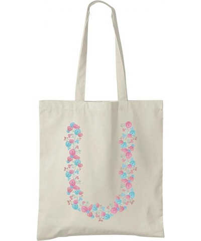 Initialled Natural Cotton Tote Bag - Blue & Pink Initials - Pick A Letter U $14.50 Totes