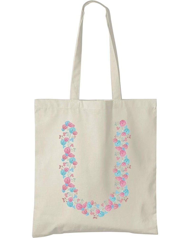 Initialled Natural Cotton Tote Bag - Blue & Pink Initials - Pick A Letter U $14.50 Totes