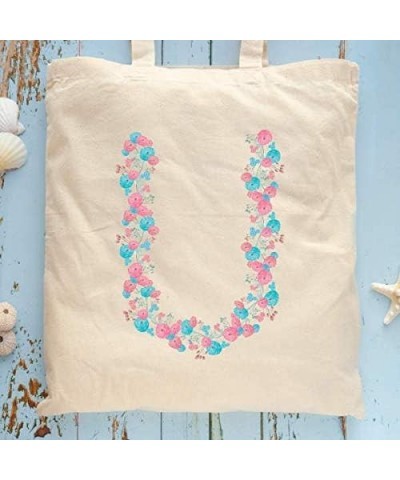 Initialled Natural Cotton Tote Bag - Blue & Pink Initials - Pick A Letter U $14.50 Totes