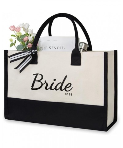 Canvas Tote Bag for Bride, Personalized Bride Gifts for Wedding Bridal Shower Bachelorette Party Engagement Honeymoon, Bridal...