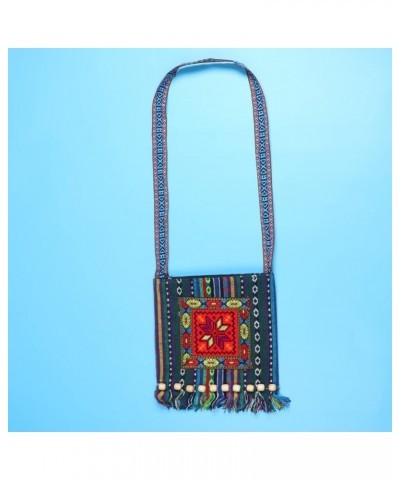 Pouch Crossbody Purse Creative Cultural Shoulder Bag Embroidery Octagonal Flower Bag Gift Tassel Bead Design Crossbody Fringe...