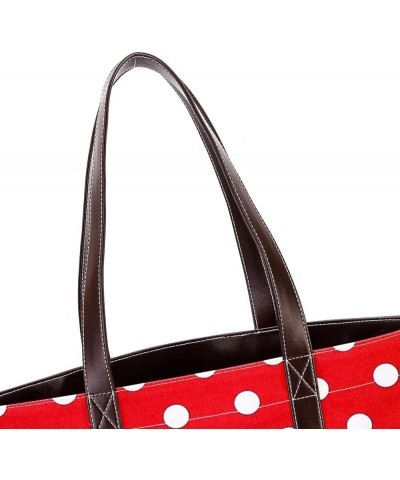 Tote Bags, Large Tote Bag, Tote Bag with Zipper, Red White Dots Fashion, Womens Tote Bags for Work Design 2378 $23.03 Totes