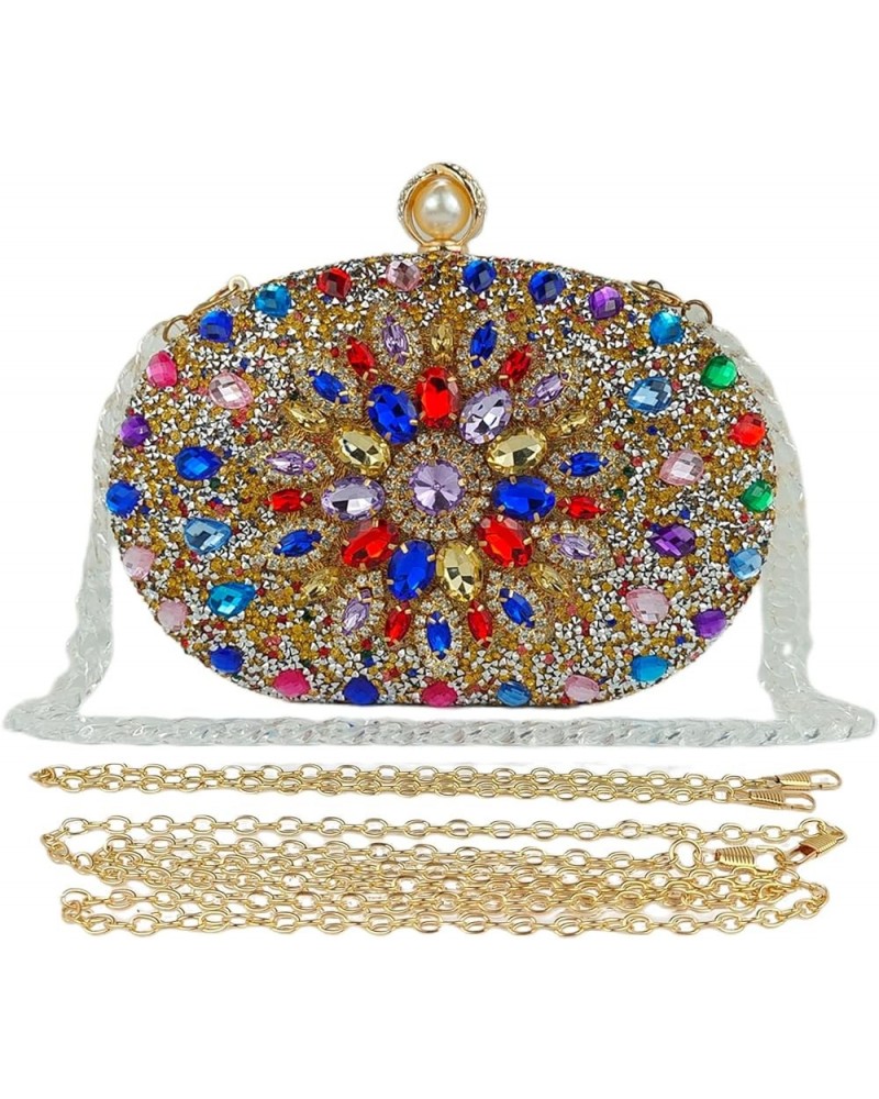 Multicolor Rhinestone Women Evening Clutch Purse Bridal Sparkly Diamond Bag Crystal Handbags Prom Wedding Cocktail Purse Gold...