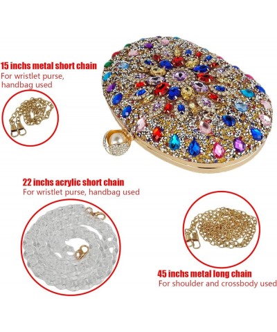 Multicolor Rhinestone Women Evening Clutch Purse Bridal Sparkly Diamond Bag Crystal Handbags Prom Wedding Cocktail Purse Gold...