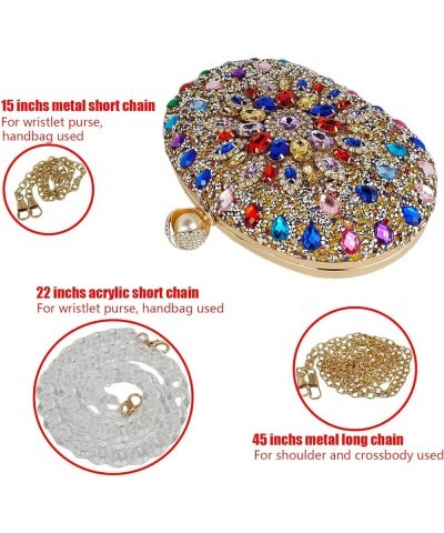 Multicolor Rhinestone Women Evening Clutch Purse Bridal Sparkly Diamond Bag Crystal Handbags Prom Wedding Cocktail Purse Gold...