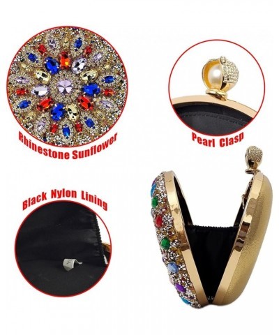 Multicolor Rhinestone Women Evening Clutch Purse Bridal Sparkly Diamond Bag Crystal Handbags Prom Wedding Cocktail Purse Gold...