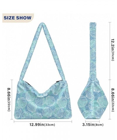 Seashells Corals Starfishes Plush Underarm Bag Women's Tote Handbags Fluffy Shoulder Bag Purse Tote Bags Phone Bag M-08 $9.24...