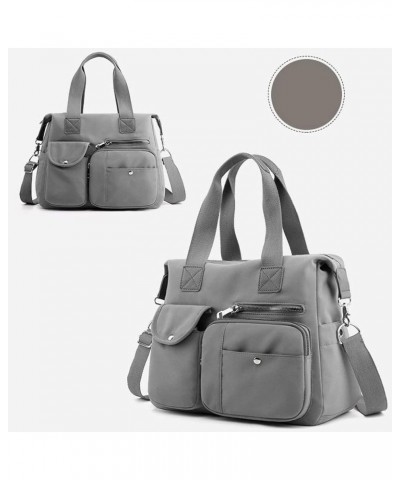 Women Lightweight Nylon Tote Bag Multiple Pockets Top Handle Handbag Ladies Work Purse Travel Crossbody Shoulder Bag Gray $32...