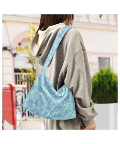 Seashells Corals Starfishes Plush Underarm Bag Women's Tote Handbags Fluffy Shoulder Bag Purse Tote Bags Phone Bag M-08 $9.24...