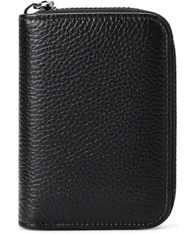 Card Bag Head Layer Cowhide Anti-Theft Brush Business Card Bag Leather Unisex Zipper Card Holder-Black (Color : Light Pink) L...