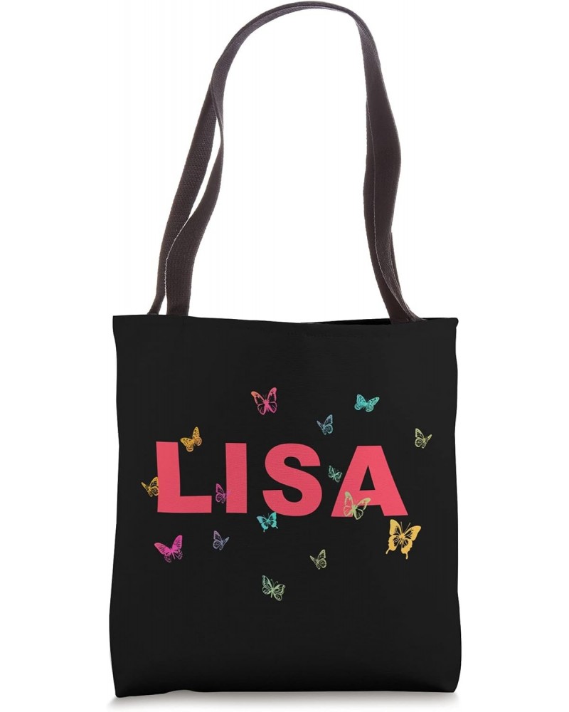 Lisa - Beautiful Name with Butterlfies Tote Bag $13.29 Totes