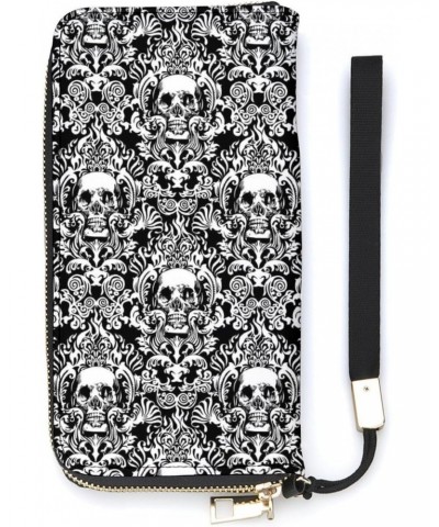 Vintage Skull Cute Wallet Long Wristlet Purse Credit Card Holder Cell Phone Purse Elegant Clutch Handbag for Women $20.20 Wri...