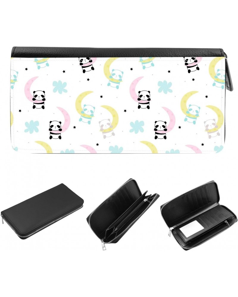 Women's Zip Around Wallet and Phone Clutch - RFID Blocking with Card Holder Organizer - Cute little panda sleep on the moon $...