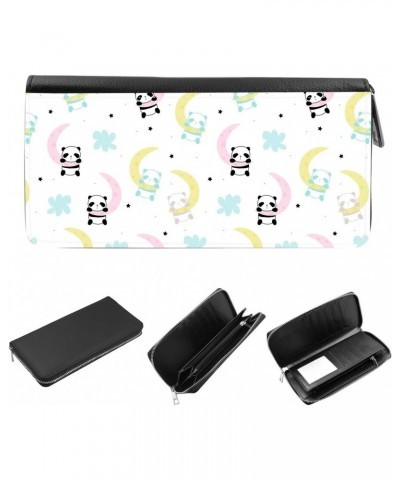 Women's Zip Around Wallet and Phone Clutch - RFID Blocking with Card Holder Organizer - Cute little panda sleep on the moon $...