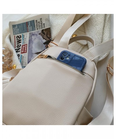 Women's backpack PU soft leather anti-theft leisure shoulder bag travelling shoulder bag. (Off white,one size) Khaki One Size...