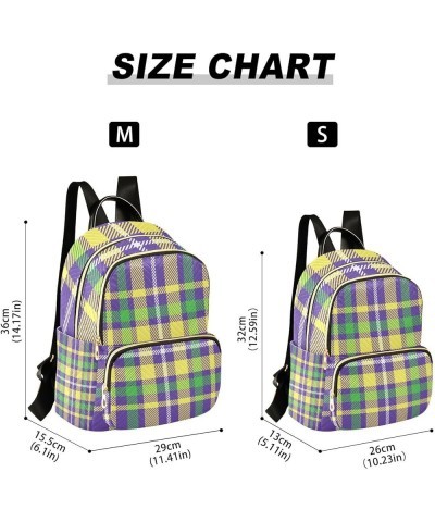 Mardi Gras Women Backpack Purple Yellow Green Plaid Anti-Theft Travel Backpack with Luggage Belt Durable Handbag Lady Purse R...