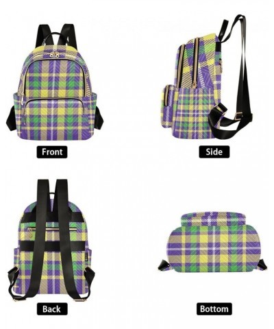 Mardi Gras Women Backpack Purple Yellow Green Plaid Anti-Theft Travel Backpack with Luggage Belt Durable Handbag Lady Purse R...