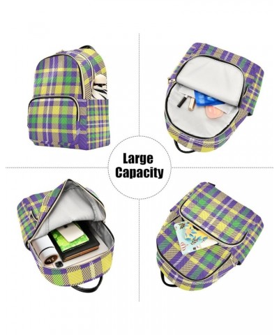 Mardi Gras Women Backpack Purple Yellow Green Plaid Anti-Theft Travel Backpack with Luggage Belt Durable Handbag Lady Purse R...