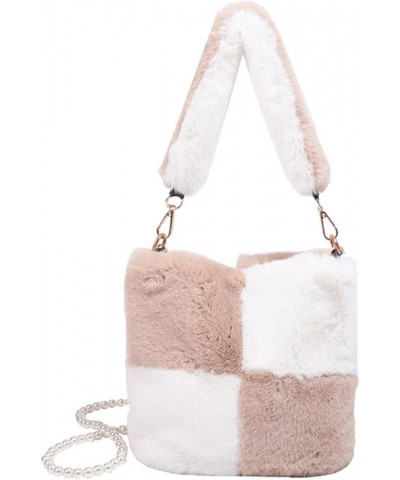 Japanese style fur bag women's fashion simple women's shoulder bag temperament wild western style Plush Bag Khaki $27.00 Totes