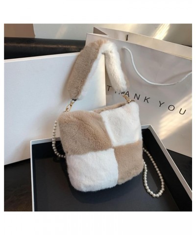 Japanese style fur bag women's fashion simple women's shoulder bag temperament wild western style Plush Bag Khaki $27.00 Totes