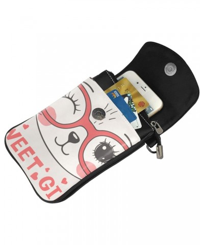 Cat Face with Glasses Small Crossbody Bags for Women PU Leather Cell Phone Purse Wallet with Card Slots $18.01 Crossbody Bags