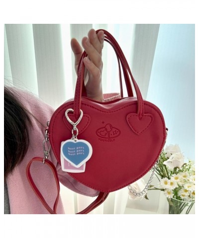 Cheese toffee, homemade sweet girl, crossbody bag, play with peach heart handbag, mini heart bag Pink $42.41 Totes