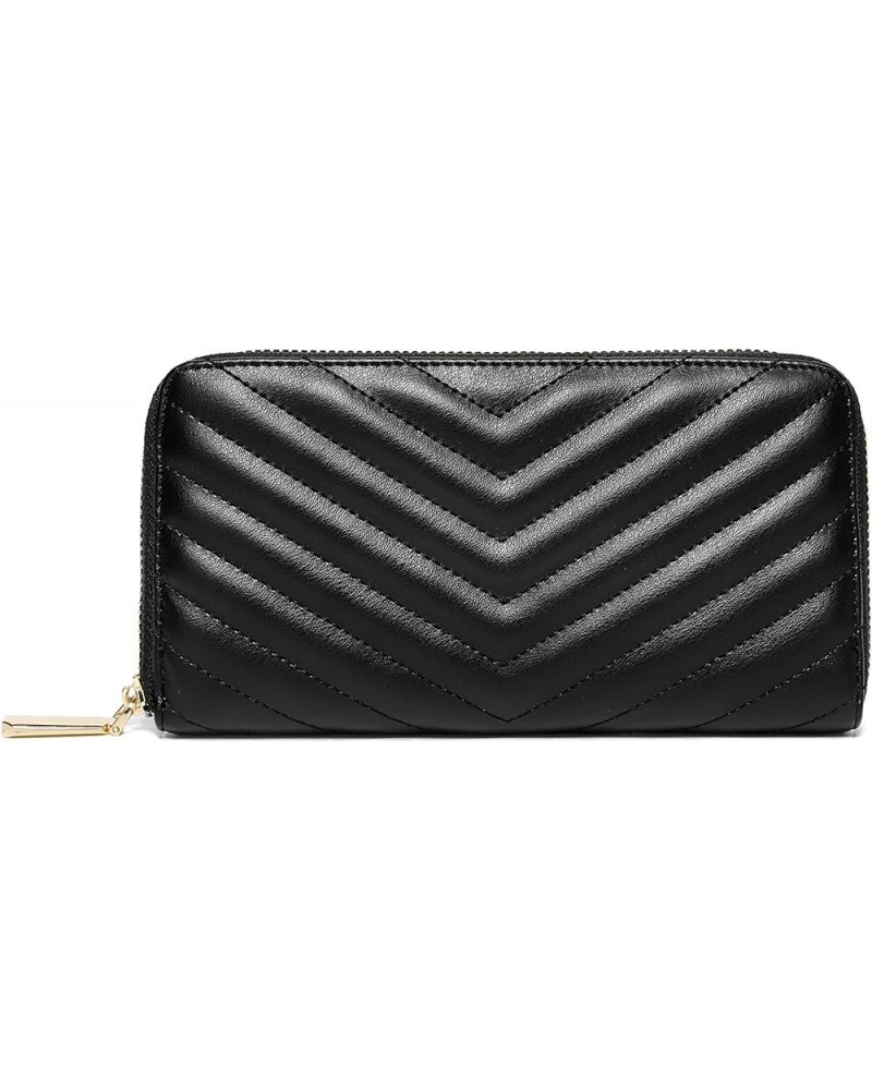 Women's Zip-Around Wallet & Phone Clutch with RFID Blocking, PU Vegan Leather (Olive) Black $13.43 Wallets