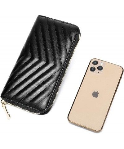 Women's Zip-Around Wallet & Phone Clutch with RFID Blocking, PU Vegan Leather (Olive) Black $13.43 Wallets