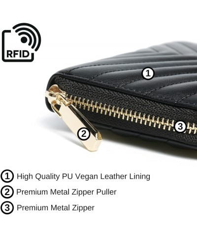 Women's Zip-Around Wallet & Phone Clutch with RFID Blocking, PU Vegan Leather (Olive) Black $13.43 Wallets