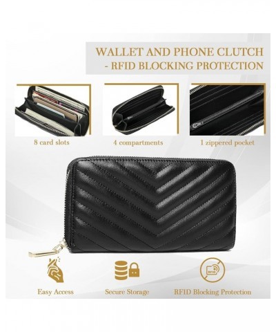 Women's Zip-Around Wallet & Phone Clutch with RFID Blocking, PU Vegan Leather (Olive) Black $13.43 Wallets