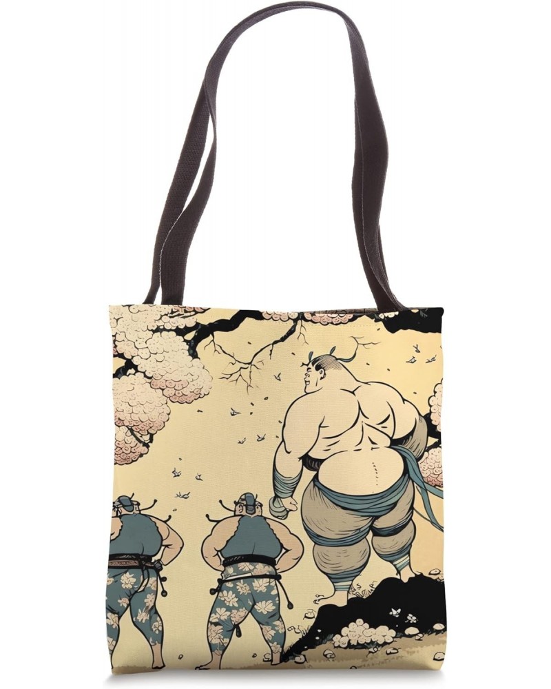 Sumo Wrestler in Cherry Blossom Wonderland Tote Bag $11.28 Totes