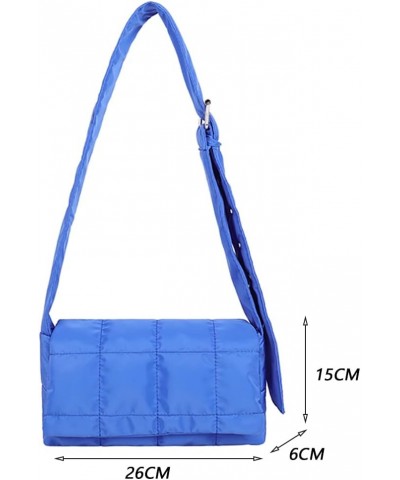 Women Nylon Shoulder Bag Design Space Padded Messenger Bag Solid Color Handbag Light Blue $8.57 Shoulder Bags