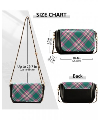 Crossbody Handbag Pink Green Classic Plaid PU Leather Shoulder Bag Sturdy Travel Pouch Compact Chic Bag for Women Everyday Us...