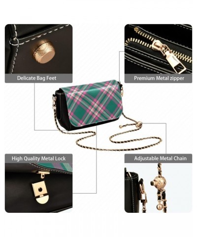 Crossbody Handbag Pink Green Classic Plaid PU Leather Shoulder Bag Sturdy Travel Pouch Compact Chic Bag for Women Everyday Us...