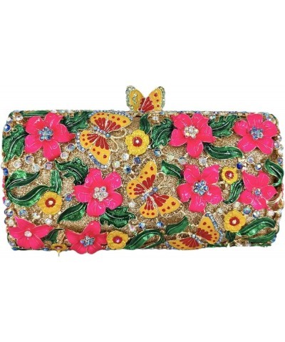 Flowers & Butterfly Women Crystal Clutch Evening Bag Wedding Party Rhinestone Handbags (Small,White) Yellow Fuchsia $69.35 Ev...