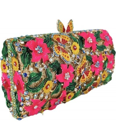 Flowers & Butterfly Women Crystal Clutch Evening Bag Wedding Party Rhinestone Handbags (Small,White) Yellow Fuchsia $69.35 Ev...