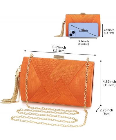 Women Clutch Bag Evening bag Fringed Evening Handbag,Lady Party Wedding Clutch Purse Chain Shoulder Cross Body Bag Orange $14...