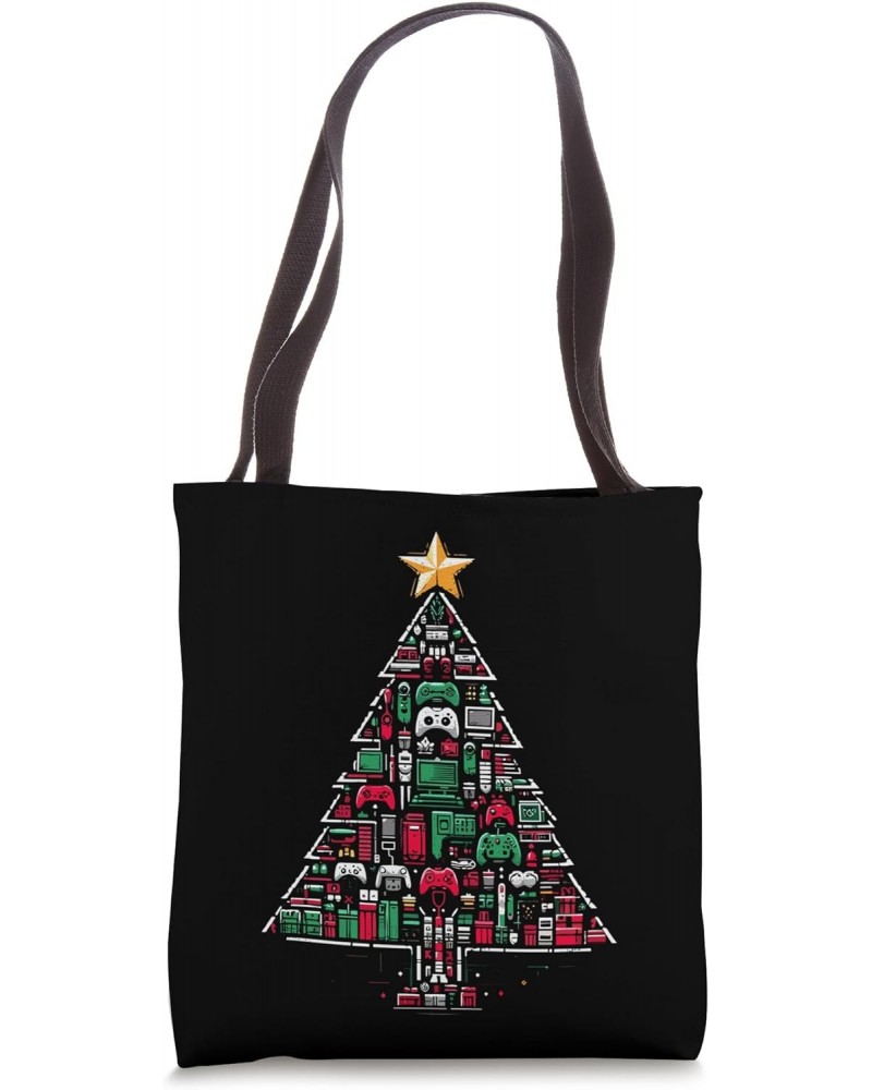 Video Game Consoles Controllers Merry Christmas Tree Gamers Tote Bag $9.38 Totes