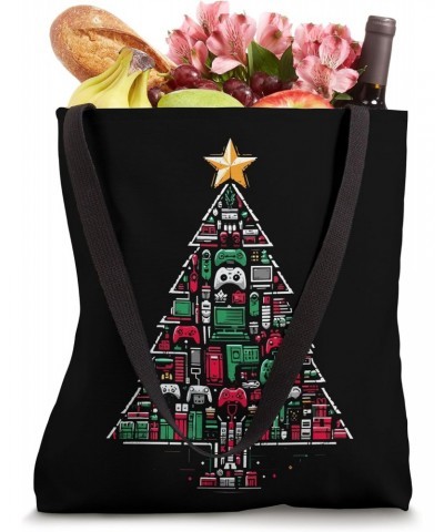 Video Game Consoles Controllers Merry Christmas Tree Gamers Tote Bag $9.38 Totes