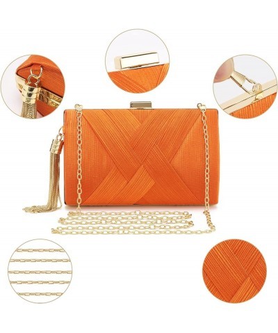 Women Clutch Bag Evening bag Fringed Evening Handbag,Lady Party Wedding Clutch Purse Chain Shoulder Cross Body Bag Orange $14...