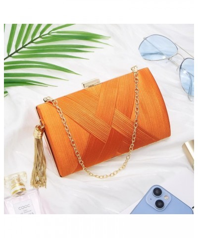 Women Clutch Bag Evening bag Fringed Evening Handbag,Lady Party Wedding Clutch Purse Chain Shoulder Cross Body Bag Orange $14...