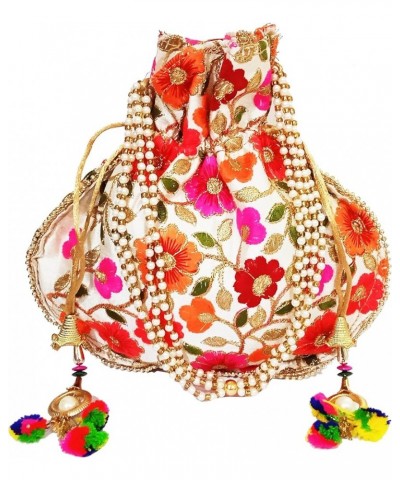 Potli Bag (Drawstring Purse): Gold Thread Sequin Embroidery Multicolor - 3 $12.74 Clutches