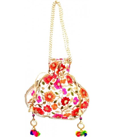 Potli Bag (Drawstring Purse): Gold Thread Sequin Embroidery Multicolor - 3 $12.74 Clutches