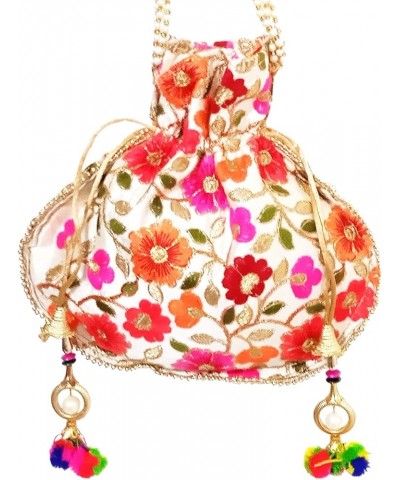 Potli Bag (Drawstring Purse): Gold Thread Sequin Embroidery Multicolor - 3 $12.74 Clutches